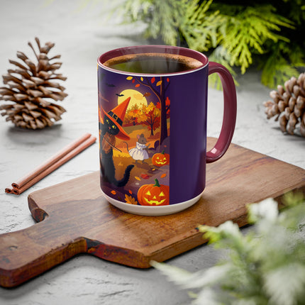 🐈‍⬛🎻 The Black Cat's Moonlit Melody Colorful Mug – Whimsical Halloween Music