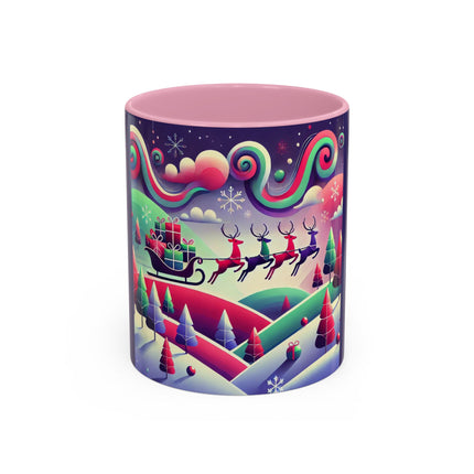 Festive Reindeer Flight Colorful Mugs (11oz, 15oz)
