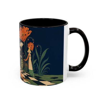 🌼🧡 The Midnight Floral Masquerade Colorful Mug – Art Deco Fashion Fantasy