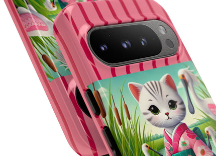 Geisha Kitten Strolls Among the Spoonbills Phone Cases
