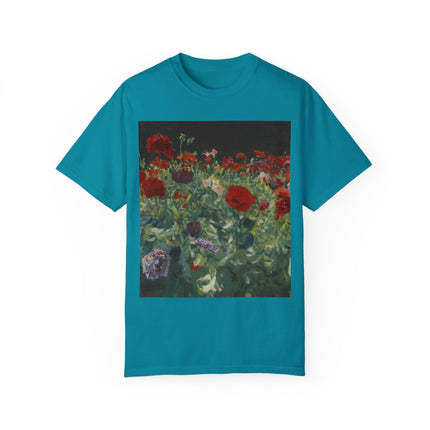 Poppies (A Study of Poppies for Carnation, Lily, Lily, Rose) by John Singer Sargent Unisex Garment-Dyed T-shirt