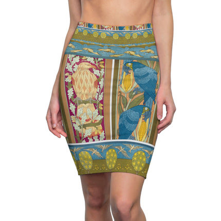 Eagle and Oak, Macaws and Corn by Maurice Pillard Verneuil Women's Pencil Skirt (AOP)