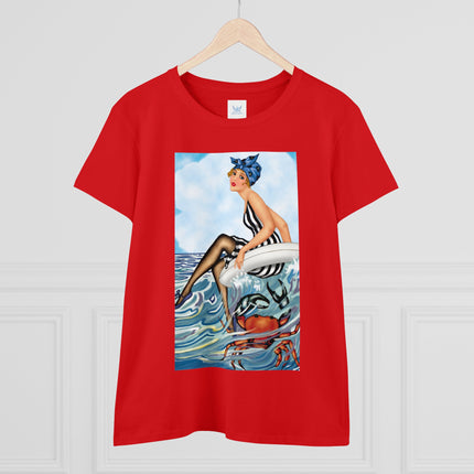 Playful Waves and Fashion Follies Women's Midweight Cotton Tee