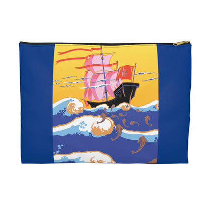 Golden Seas and Whimsical Dreams Accessory Pouch – Art Deco Nautical Design