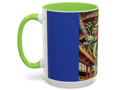 Tibetan Dragon Over Kabuki Duel Colorful Mugs (11oz, 15oz)