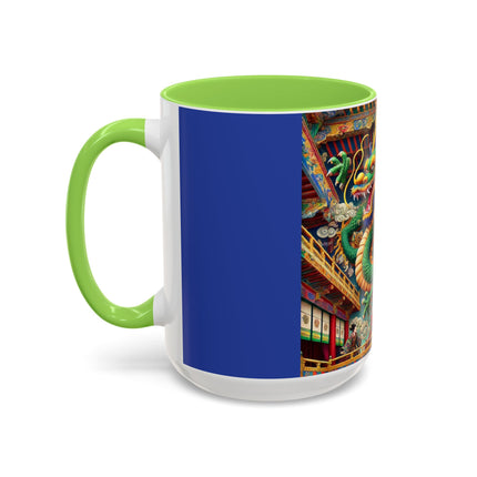 Tibetan Dragon Over Kabuki Duel Colorful Mugs (11oz, 15oz)