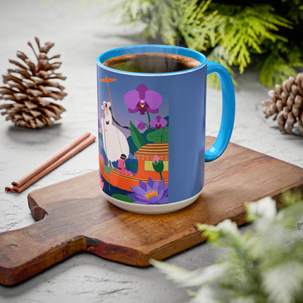 The Lady Of The Lotus Voyage Colorful Mugs – Art Deco Botanical Elegance