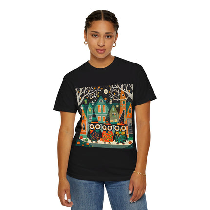 Night of the Trick-or-Treating Owlets Unisex Garment-Dyed T-shirt