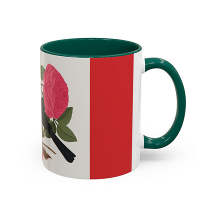 Blackbird & Rose Colorful Mugs – Timeless Elegance & Nature's Harmony