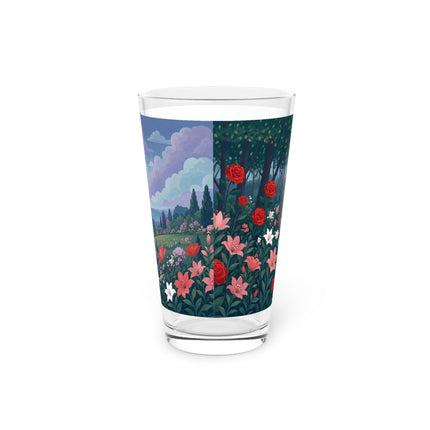 🌹💌 The Garden Of Blown Kisses Pint Glass – Art Deco Floral Romance