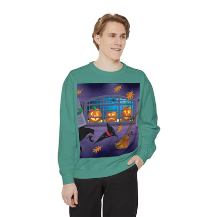 Whimsical Halloween Mischief Unisex Garment-Dyed Sweatshirt