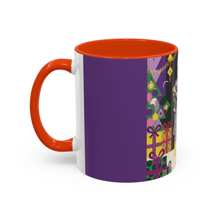 🎁✨ The Lavender Christmas Masquerade Colorful Mug – Art Deco Holiday Fantasy