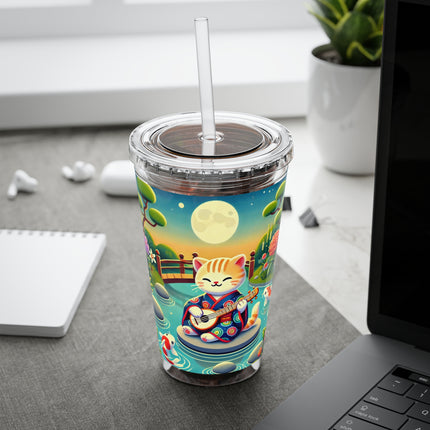 Melodic Kitten by the Koi Pond Sunsplash Tumbler with Straw, 16oz