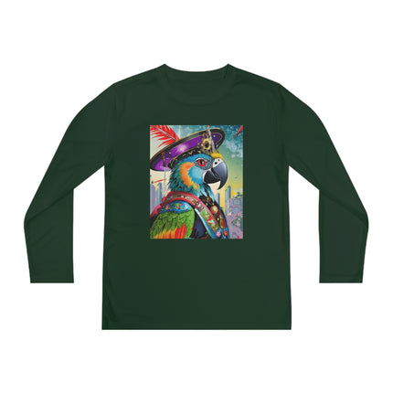 Tech Plumes Youth Long Sleeve Competitor Tee – Neon Wings & Cyberpunk Adventure