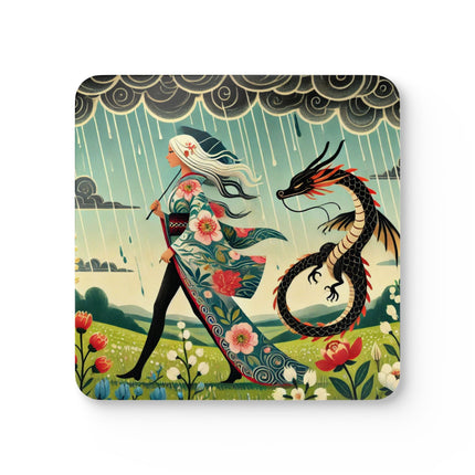 The Dragon Fairy’s Stride Corkwood Coaster Set