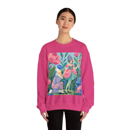 🌸🎭 The Garden Masquerade Crewneck Sweatshirt – Art Deco Floral Whimsy