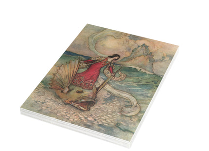 Rita Rides on the Dolphin by Warwick Goble Postcards (envelopes included) - Bundles of 10, 30, 50 Pieces