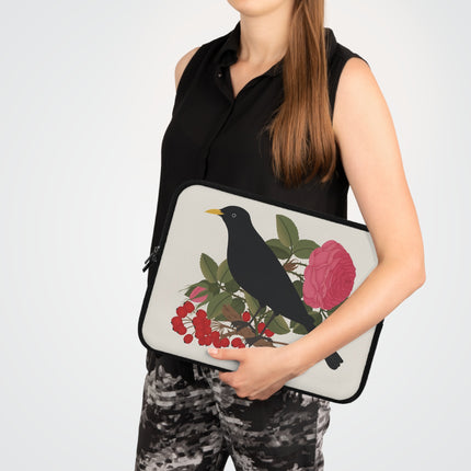 🐦🌹 Blackbird & Rose Laptop Sleeve – Timeless Beauty & Elegant Charm