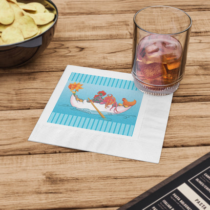 A Rooster's Seafaring Adventure White Coined Napkins