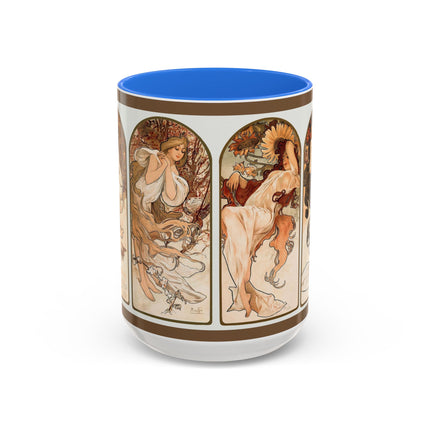 The Seasons by Alphonse Maria Mucha Colorful Mugs (11oz, 15oz)