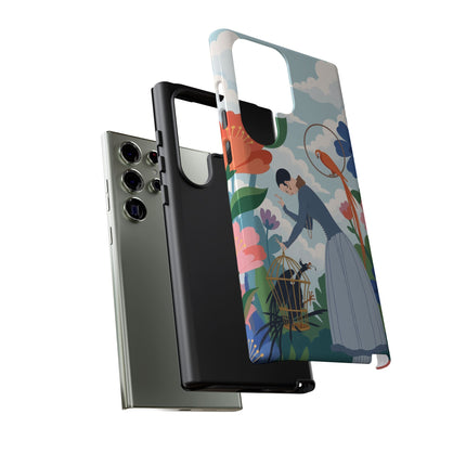 🦜🌺 The Lady Of The Garden Aviary Phone Case – Art Deco Floral Whimsy