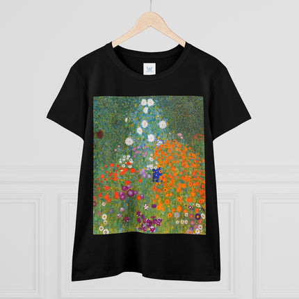 Cottage Garden by Gustav Klimt Women's Midweight Cotton Tee