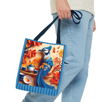 Blue Jay at an Autumn Tea Ceremony Tote Bag (AOP)