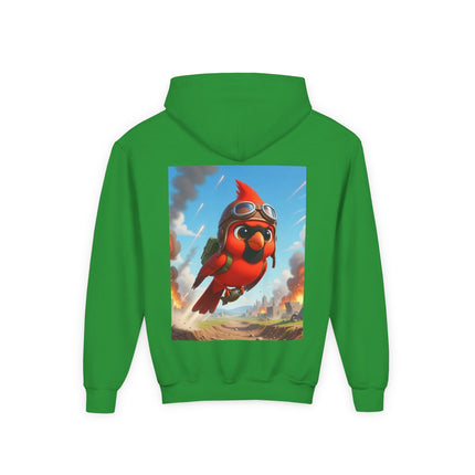 Cardinal Dive Bomber Youth Hooded Sweatshirt – Bold Flight & Fearless Adventure