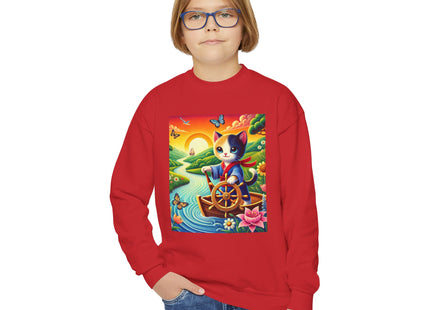 Sailor Kitten’s River Adventure Youth Crewneck Sweatshirt