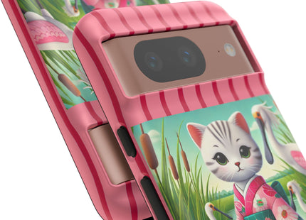 Geisha Kitten Strolls Among the Spoonbills Phone Cases