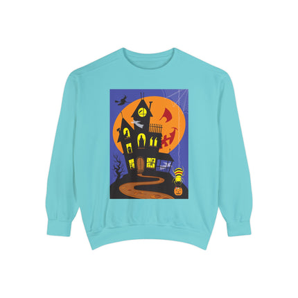 Halloween Night at the Haunted House Unisex Garment-Dyed Sweatshirt