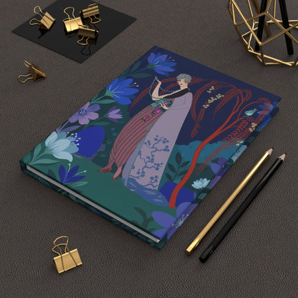 🌙🌿 The Lady Of The Midnight Willow Hardcover Journal – Art Deco Garden Elegance