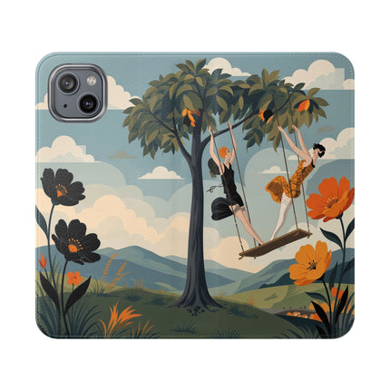 🌳🌺 The Ladies Of The Garden Swing Flip Case – Art Deco Floral Adventure