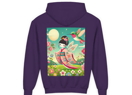 Geisha Fairy and the Hummingbird Blossom Youth Heavy Blend Hooded Sweatshirt