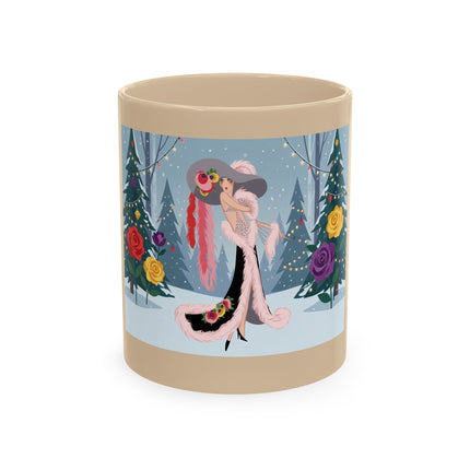🏮🎄 The Winter Lantern Celebration Ceramic Mug – Art Deco Asian Christmas Elegance