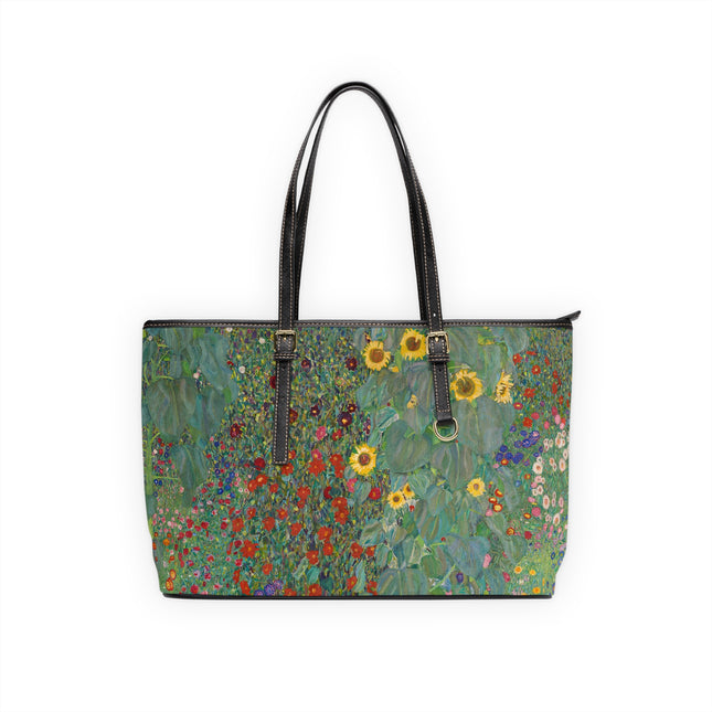 Farm Garden with Sunflowers by Gustav Klimt PU Leather Shoulder Bag