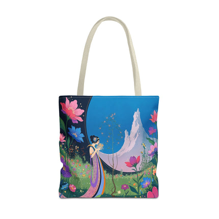🌸🏔️ The Lady Of The Mountain Garden Tote Bag – Art Deco Floral Fantasy