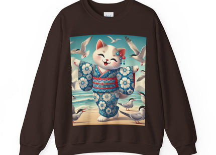 Geisha Kitten by the Seaside Heavy Blend™ Crewneck Sweatshirt