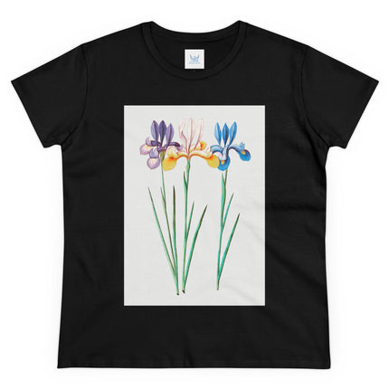 Women's Blue Iris Print Midweight Cotton Tee
