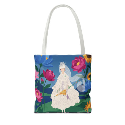 🌸👑 The Lady Of The Enchanted Flower Crown Tote Bag – Art Deco Garden Fantasy