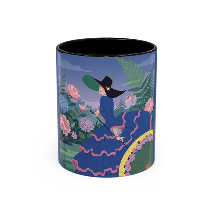The Lady Of The Garden Stroll Colorful Mugs – Art Deco Botanical Elegance