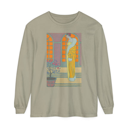 Sur Les Marches Du Jardin by Georges LePape Garment-dyed Long Sleeve T-Shirt