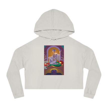 February & Amethyst (from the Gem Series) by Sofia Chiostri Women’s Cropped Hooded Sweatshirt