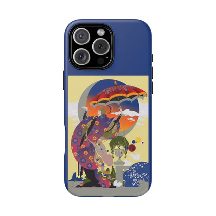 Parasol Sunset Geisha Phone Case – Elegant Twilight Grace