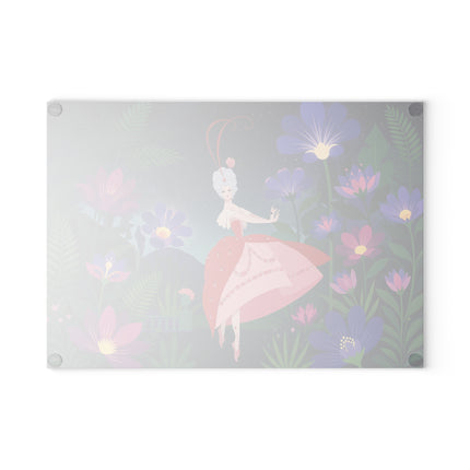 🌙🌺 The Lady Of The Midnight Flower Garden Glass Cutting Board – Art Deco Floral Elegance