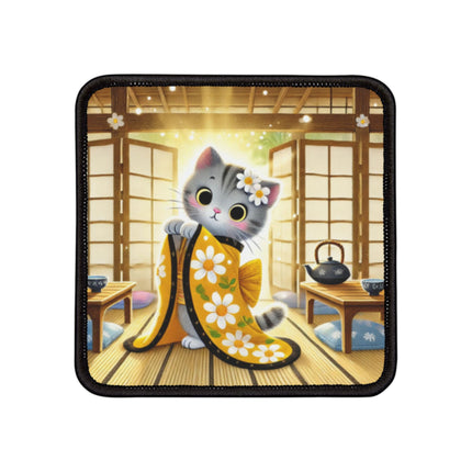 Playful Kitten in the Tea Room Iron-On Patches