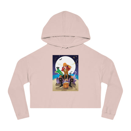 Moonlit Pirate Halloween Women’s Cropped Hooded Sweatshirt