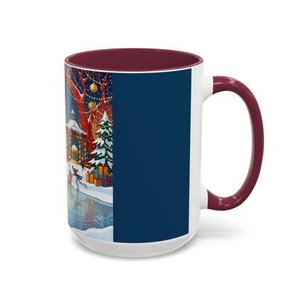 ⛸️🎄 The Christmas Skating Pavilion Colorful Mug – Art Deco Holiday Fantasy