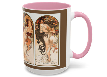 The Seasons by Alphonse Maria Mucha Colorful Mugs (11oz, 15oz)