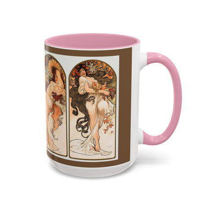 The Seasons by Alphonse Maria Mucha Colorful Mugs (11oz, 15oz)